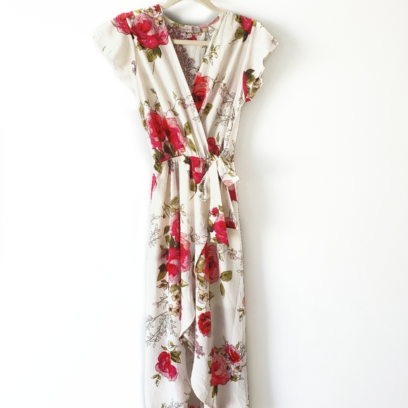 Dream of me Dresses & Skirts - ⭐White and Pink Hi-Lo Floral midi dress size small